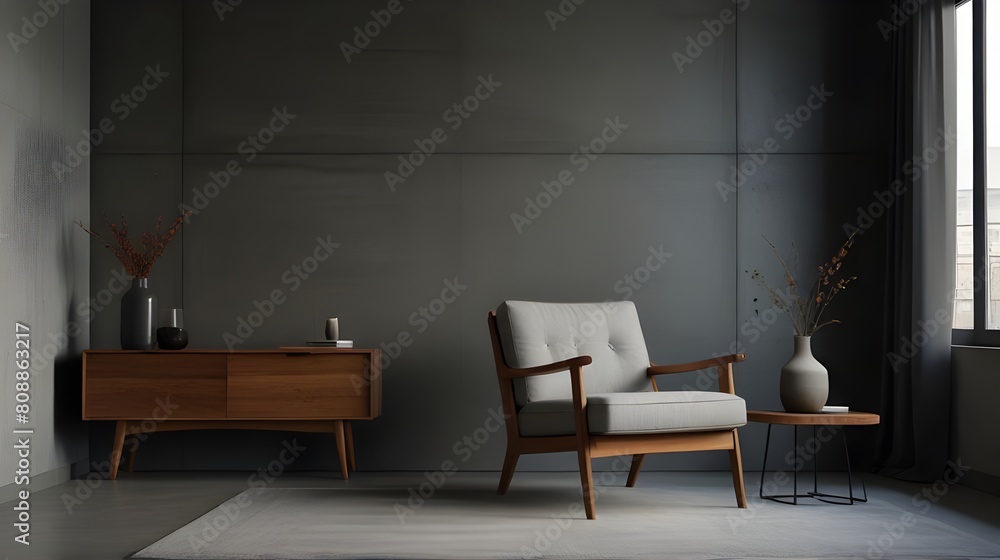 modern living room interior with flower vase on table modern living room interior with flower vase on table
