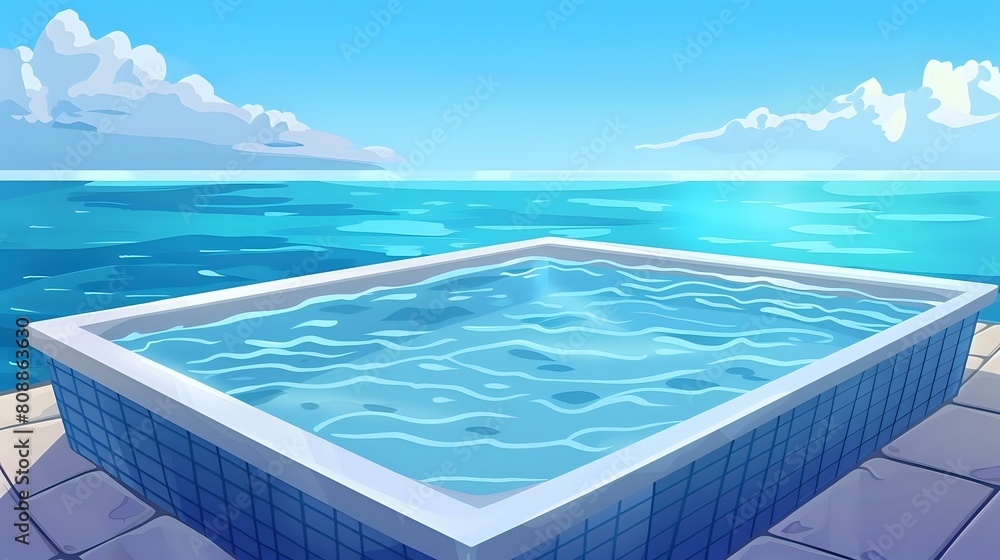 Rectangular Pool: Cartoon Depiction of Water Surface for Playful Illustrations Rectangular Pool: Cartoon Depiction of Water Surface for Playful Illustrations