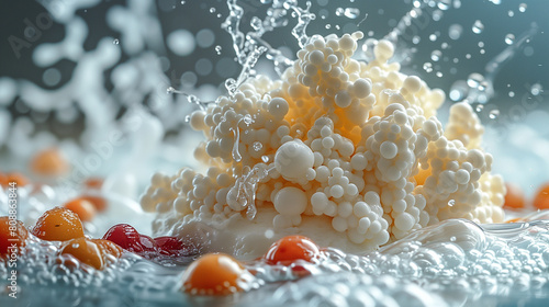 Close up of popcorn pile being splashed with water