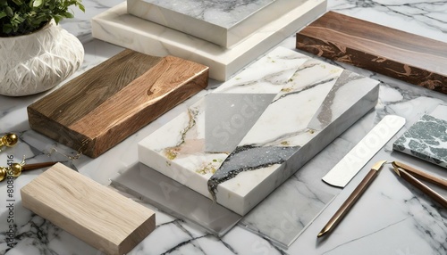 Luxury Fusion: Marble and Wood Interior Design Moodboard"