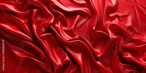  Rich and luxury red silk fabric texture surface. Top view  Red Background Silk . 