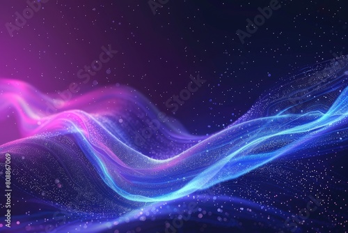 A purple and blue wave with a lot of sparkles. The wave is very long and it looks like it is moving