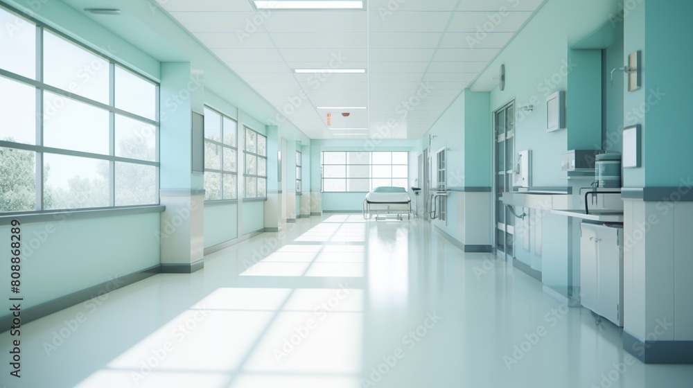 Hospital hallway, reception clinic. Unfocused background. Hospital hallway, reception clinic. Unfocused background.