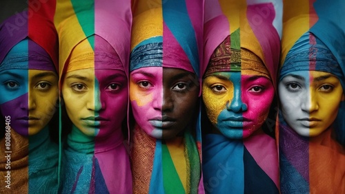 Colorful Representation of Faces for World Refugee Day Artistic Solidarity and Diversity    photo