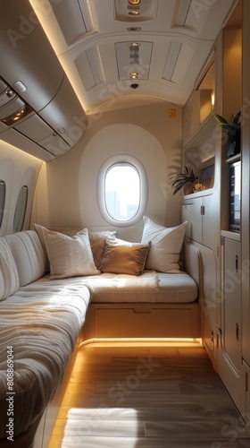 Luxurious First Class Cabin of a Small Private Plane - 4K Wallpaper,Small aircraft first class section © Da