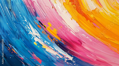 Abstract expressionist painting with bold strokes and vibrant colors