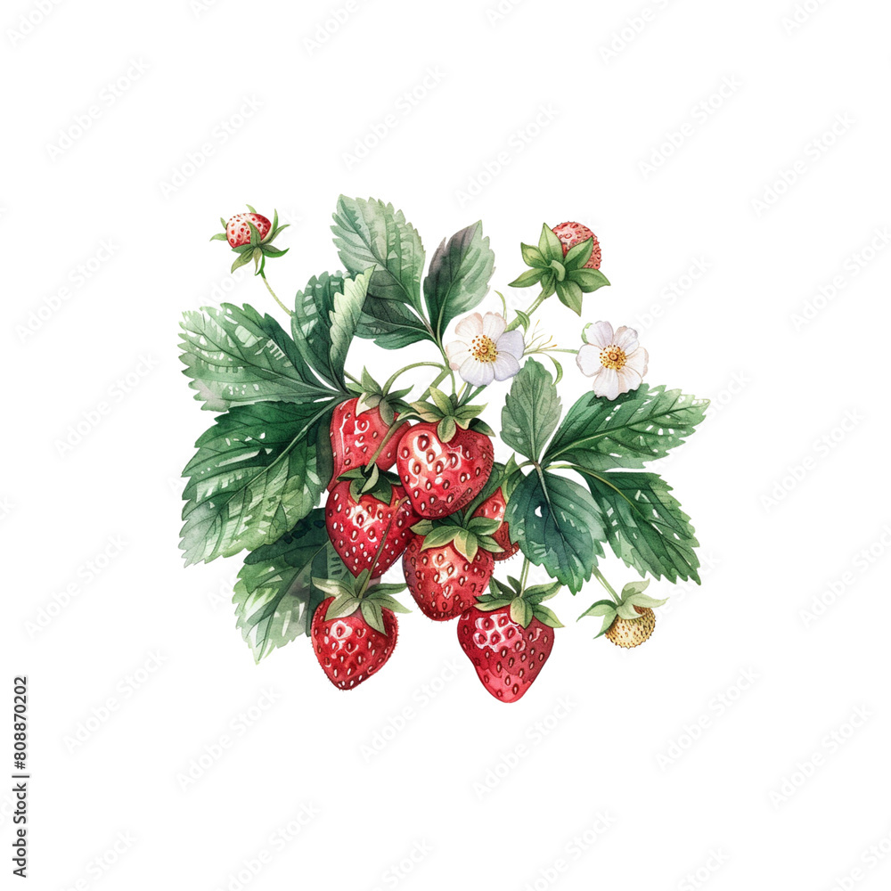 Strawberries, watercolor clipart, AI generated, transparent png Strawberries, watercolor clipart, AI generated, transparent png