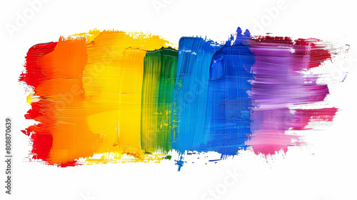 LGBTQ flag painted isolated on white background. Rainbow color stripes symbol of LGBT gay Pride. Copy space, baner Stock Photo photography photo