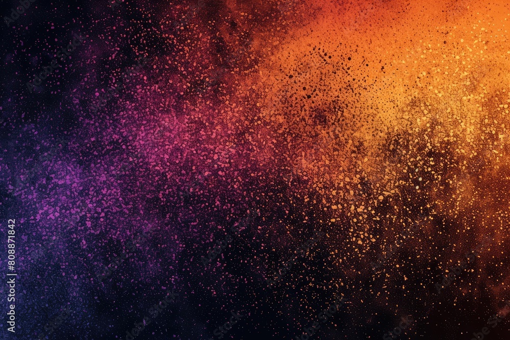 A colorful background with a lot of small dots. The background is purple, orange, and black