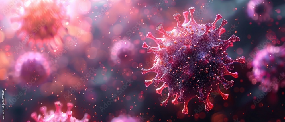 Hyper-detailed visual representation of a virus cell microbe in a realistic 3D rendering. Hyper-detailed visual representation of a virus cell microbe in a realistic 3D rendering.