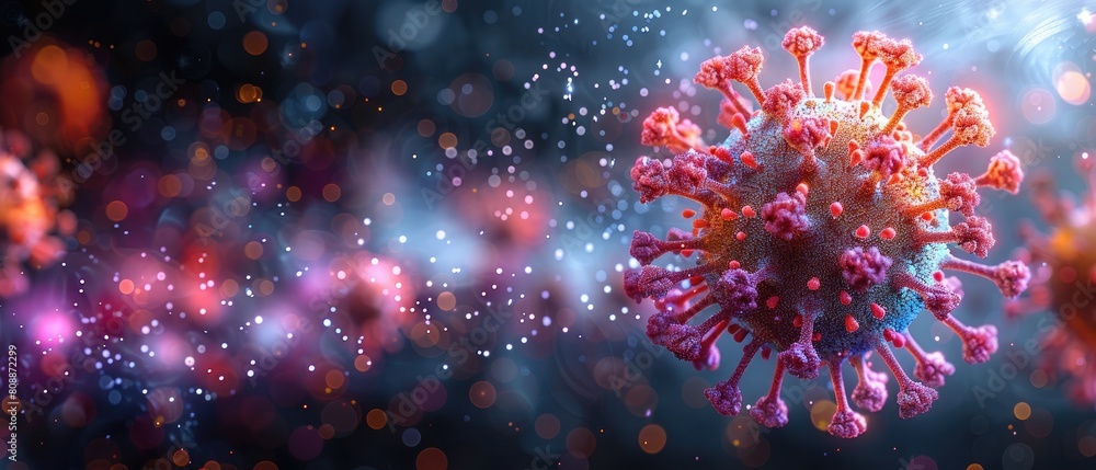 Hyper-detailed visual representation of a virus cell microbe in a realistic 3D rendering. Hyper-detailed visual representation of a virus cell microbe in a realistic 3D rendering.