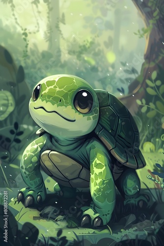 Cute Cartoon Turtle in the Forest © Steven
