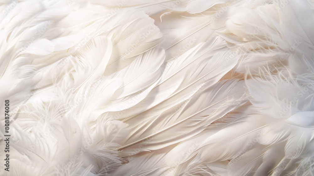 White feathers as a background. Close-up. Soft focus. White feathers as a background. Close-up. Soft focus.