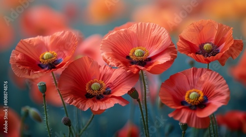 Field of beautiful red poppies