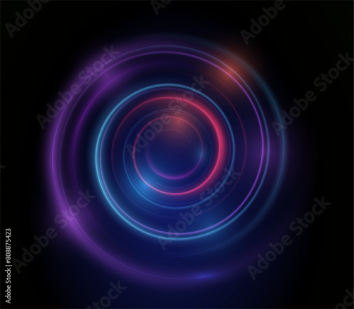 Light neon Twirl. Curve light effect of neon line. Luminous blue circle. Light pedistal  podium  platform  table. Vector PNG. Vector illustration 