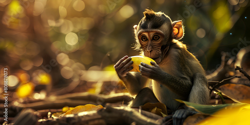 Monkey sitting in the woods