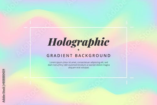 Holographic effect background. Colourful fluid gradient. Hologram abstract liquid background. Vector illustration