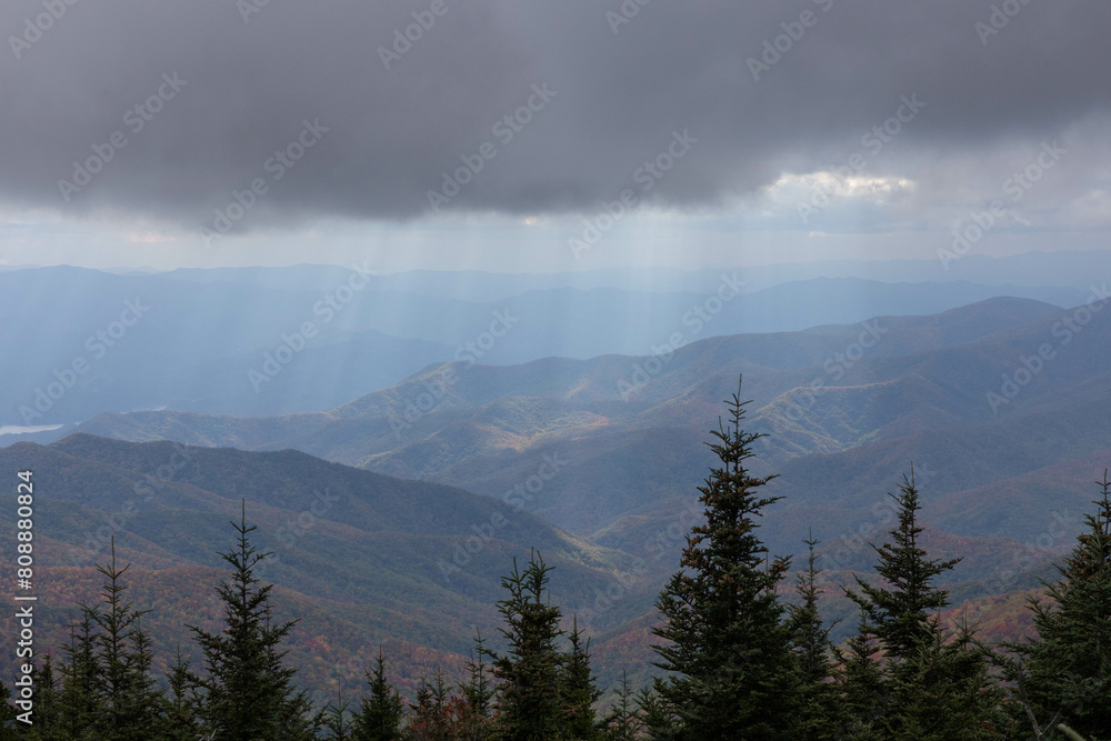 Great Smoky Mountains with low clouds