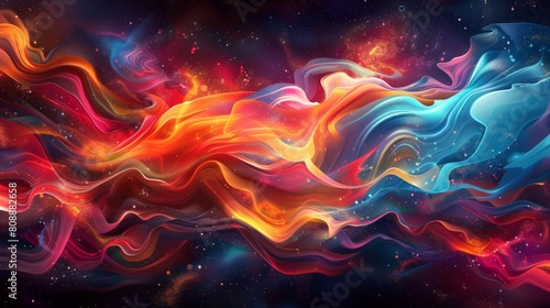 Vibrant Cosmic Energy Flow - Abstract Space-inspired Artwork with Vivid Colors
