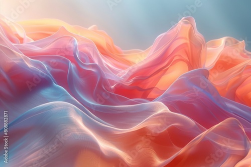 Beautiful abstract image of flowing fabric waves in warm red, orange hues, suggesting motion and emotion