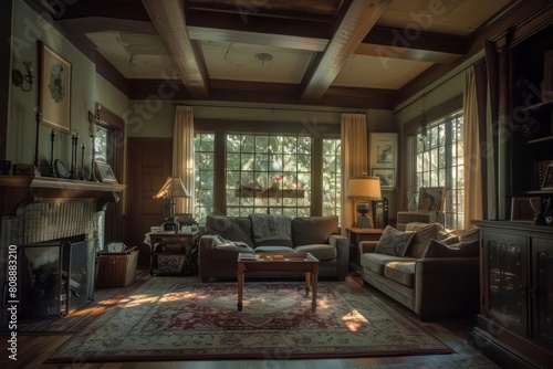 The warmth and joy of a family gathering in an old  cozy living room