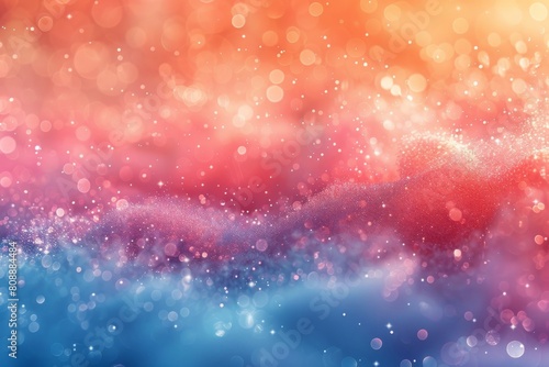 An abstract depiction featuring sparkling bokeh lights with a smooth red to blue gradient