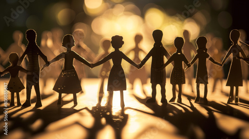 Paper doll people holding hands Stock Photo photography photo