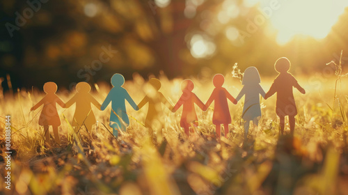 Paper doll people holding hands Stock Photo photography photo