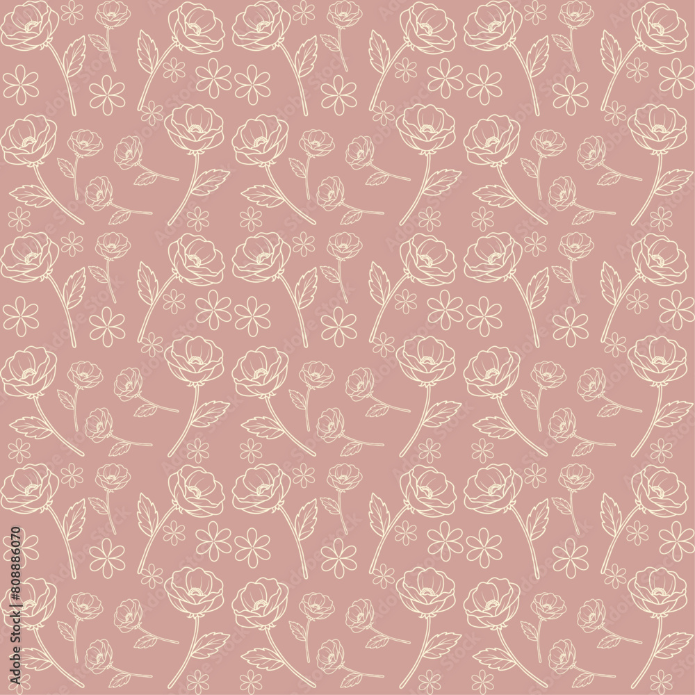 Floral pattern design on a muted pink background Floral pattern design on a muted pink background