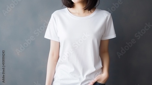 portrait of a man wearing a plain white t-shirt standing outdoors. Front look. Retail concept.Young man and woman wearing a blank white t-shirt. Mock-up for printing.mock up for print