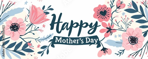 A floral poster for mother's day, flower design on colorful background with happy mother day typography text, congratulation mom template, international event for mommy.