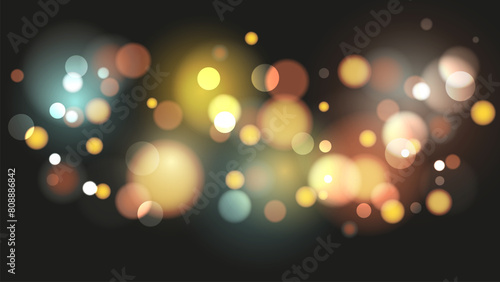 Bokeh lights. Blurred circle shapes. Abstract light effect. Vector illustration. © DmVector