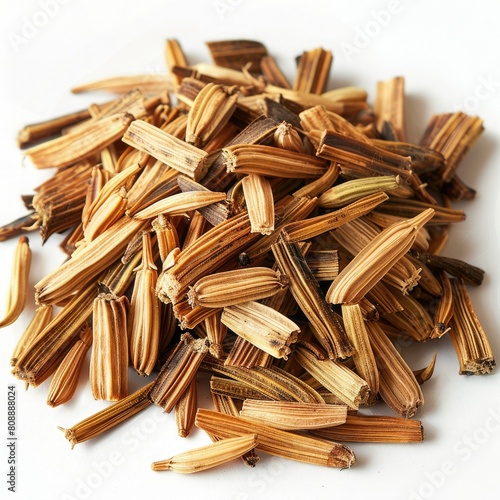 A pile of natural and organic dried okra seeds. Okra is a flowering plant in the mallow family. photo