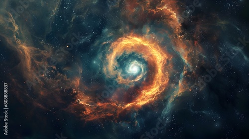 Captivating Cosmic Spiral A Matte Painting Odyssey Through Vibrant Nebulae in the Depths of the Enigmatic Universe photo