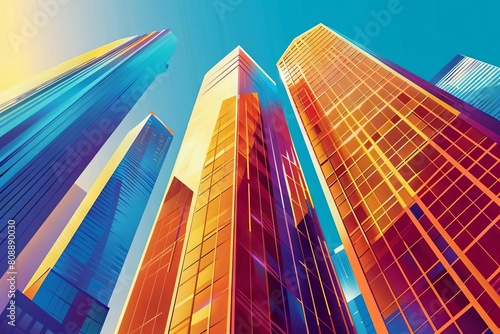 sleek urban skyscrapers showcasing modern architectural elegance embodying dynamic business spirit concept illustration