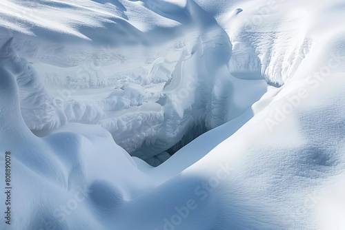 snowdrift partially covering crevasse opening winter landscape photography photo