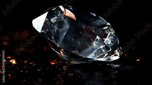 Shiny Diamond Sparkles Solo  Standing Out Against Black Background  Mesmerizing
