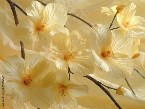 Branch of blooming yellow magnolia.