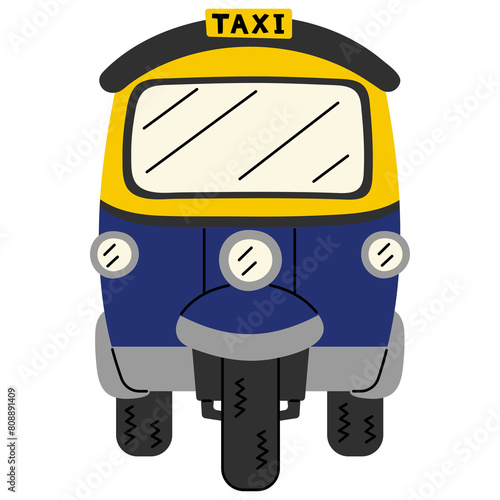 Tuk tuk taxi cute, png illustration.