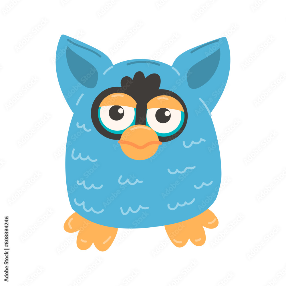 Furbie toy. An object from the 90s, 80s. Retro. Icon isolated on white background.