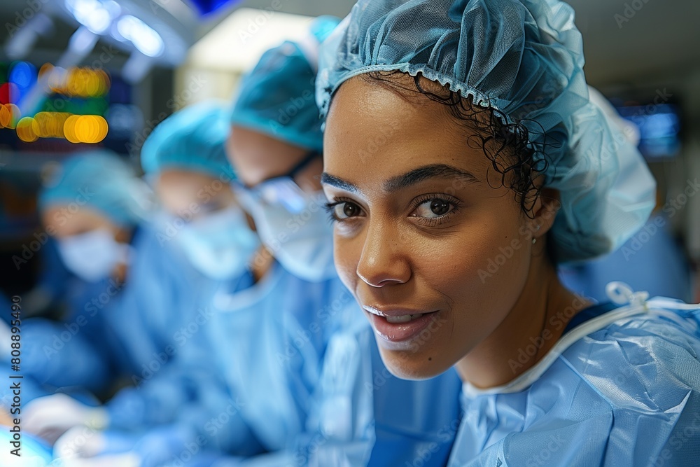A professional surgical team, including an African nurse and surgeon, prepares for surgery. A professional surgical team, including an African nurse and surgeon, prepares for surgery.