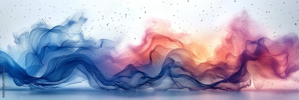 An imaginative watercolor canvas with swirling smoke-like patterns in vibrant hues of blue, pink, and purple.