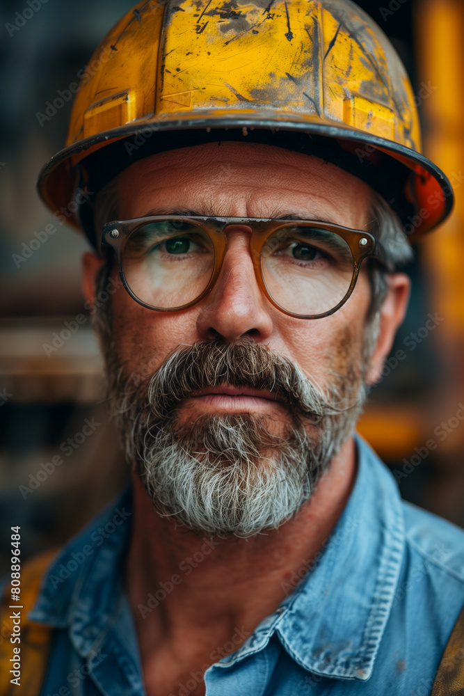portrait of construction worker mature man with helmet portrait of construction worker mature man with helmet