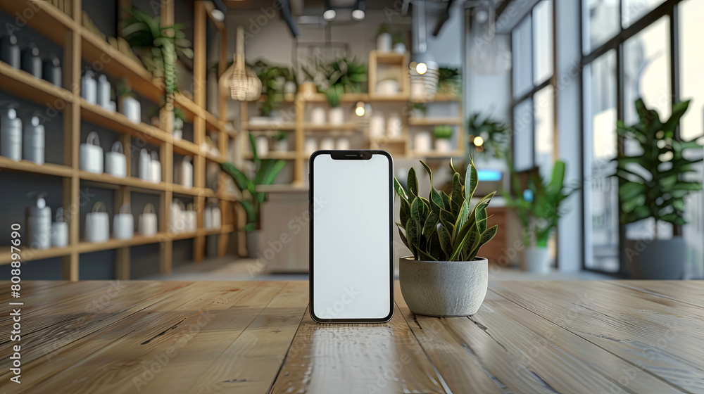 phone on the store background phone on the store background