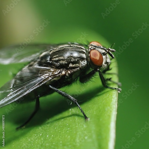 Closeup photo of a alive housefly macro 35mm close up film still photography natural light © StockMarketTR