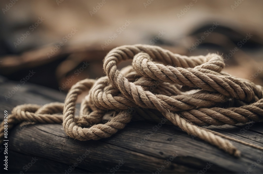 Fototapeta premium Coils of marine cable or rope close-up.