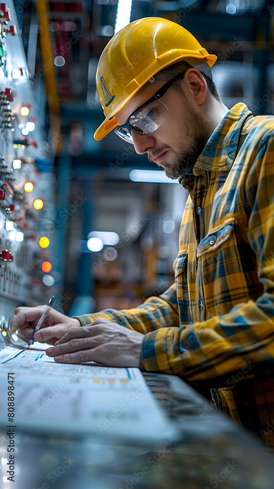 Photo realistic: Electrical Engineer Designing Wiring Diagram for Efficient Power Distribution in Industrial Project Photo realistic: Electrical Engineer Designing Wiring Diagram for Efficient Power Distribution in Industrial Project