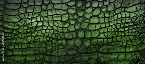 Crocodile Leather Background. Alligator Textured Scales. Green Animal Skin Abstract Pattern. Generative AI