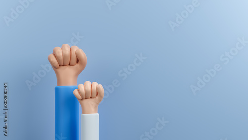 Kid and father holding hand, Concept for Father's day. Memories of dad, love father s day with copy space for greeting card. Concept of sending love and gratitude for dads. 3d rendering illustration photo
