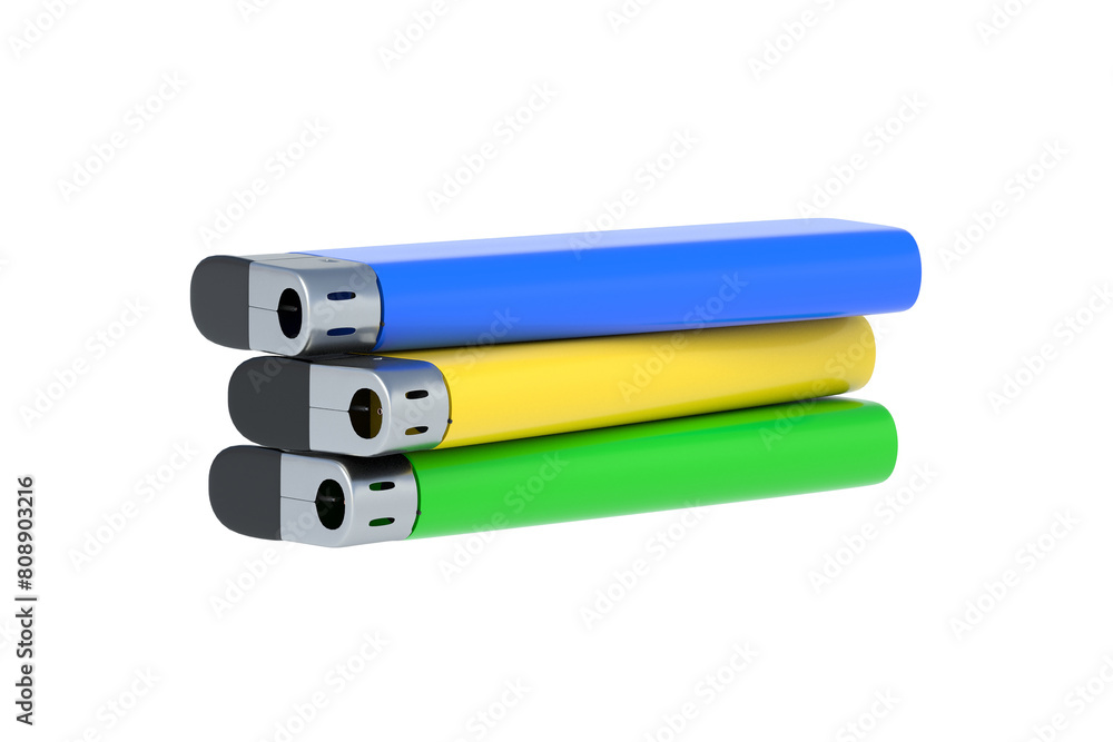 Stack of lighters isolated on white background. 3d render Stack of lighters isolated on white background. 3d render